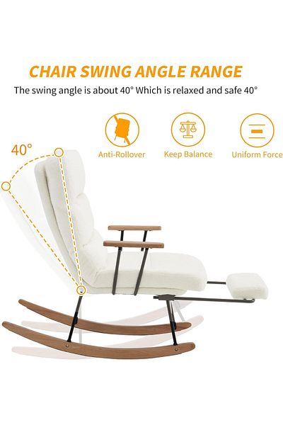 rexa Chair with Wooden Base Armchair - Adjustable Recliner High Back Lounge Chair