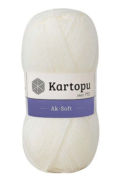 Kartopu Kartopu K019 Ak-Soft Knitting Yarn – 100g, 250m – White