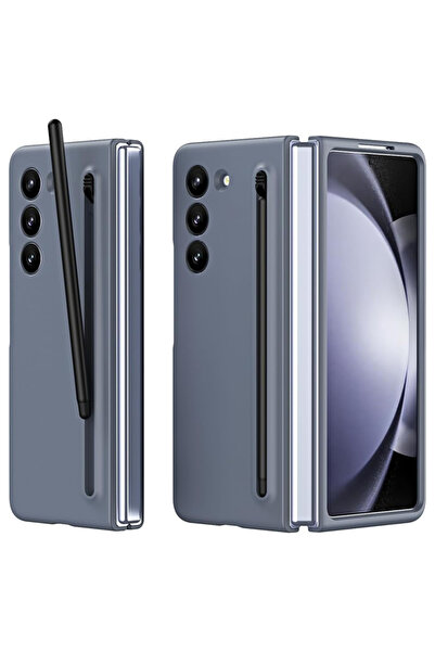 REDz Accessories Carcasă subțire cu stilou inclus pentru Samsung Z Fold7, folie de protecție pentru ecran din sticlă, rezistentă la șocuri, gri închis