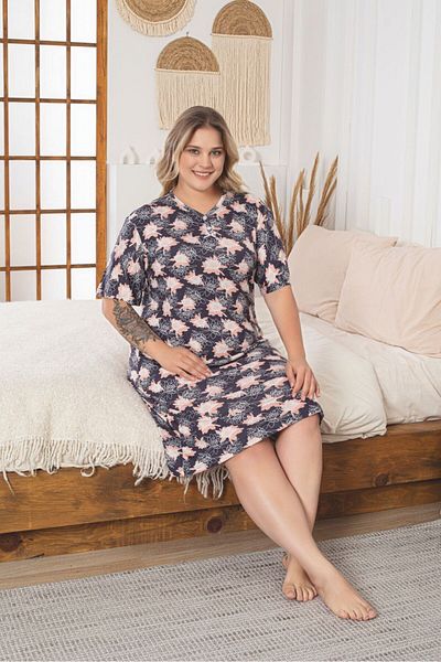 Asel Γυναικείο φόρεμα με λουλουδάτο σχέδιο Plus Size Lycra Βαμβακερό Βαμβακερό