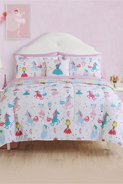 Bee Home Bed and Bath Juvi Ballet Dream | 6 Pieces Twin Comforter Set - 218 X 167 Cm - Pastel Hues