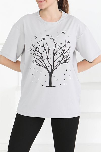 TOFİSA Printed Stone T-Shirt Stone - 27375