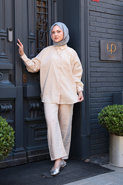 LOCCO Women's Single Pocket Detail Double Suit Cream