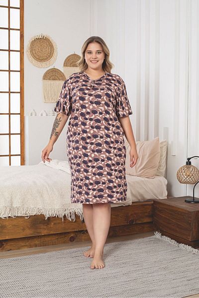 Asel Γυναικείο φόρεμα με λουλουδάτο σχέδιο Plus Size Lycra Βαμβακερό Βαμβακερό