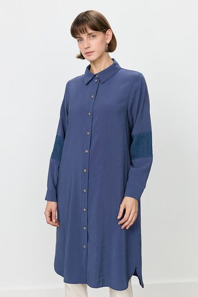 Nihan Tunic Indigo with Lace and Mesh Detail