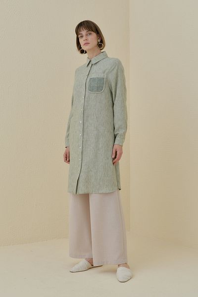 Nihan Brode Lace Detailed Tunic Khaki