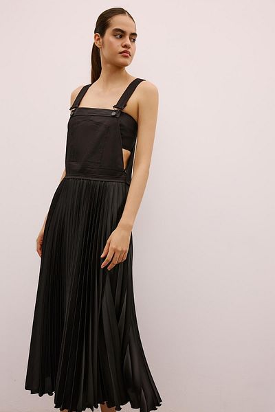 rue. Bustier Midi Salopet Black Dress