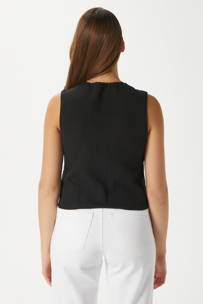 Ritnice Жіночий чорний льняний жилет з бавовняною підкладкою Hera