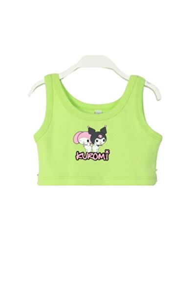 ww waka waka kids store Kuromi Neon Green Crop Top and Shorts Set