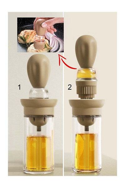 Toybox Oil Dispenser Container And Silicone Basting Brush 2 In 1, Oil Brush Bottle For Kitchen