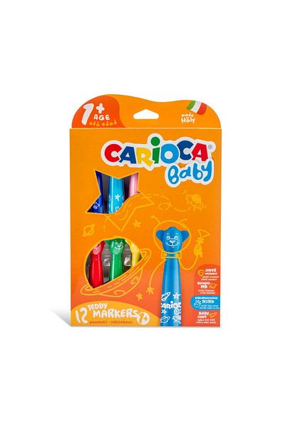 CARIOCA Carioca Teddy Jumbo Baby Super Washable Felt Marker Pen 12 Pack (+1 Year)