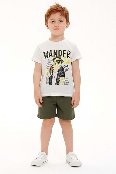 ww waka waka kids store Wander Bear Printed Boys' T-Shirt and Shorts Set