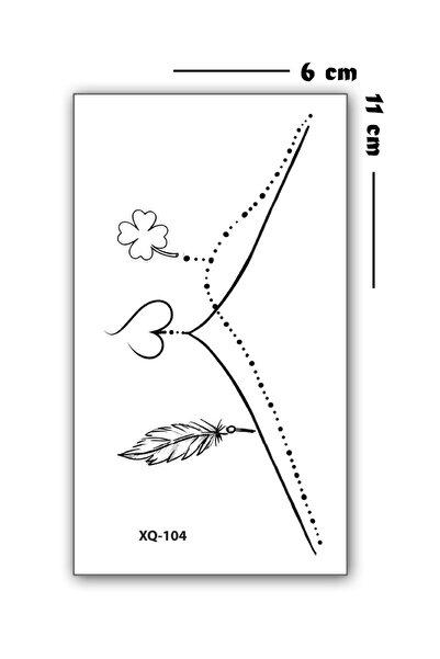 Jet Online Ayak Bileği İçin Tüylü,Kalpli, Yonca Yapraklı Geçici Dövme