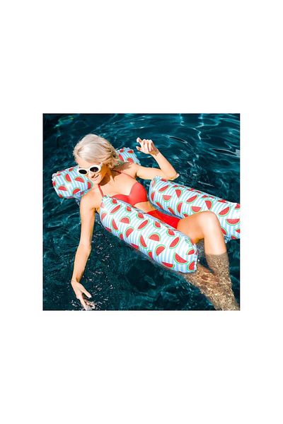 DELPI Inflatable Hammock 4-in-1, for Adults and Kids, Watermelon Design, Blue