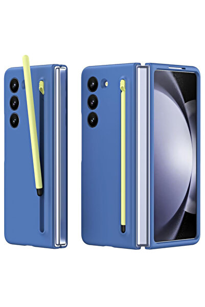 REDz Accessories Carcasă subțire cu stilou inclus pentru Samsung Z Fold7, folie de protecție pentru ecran din sticlă, rezistentă la șocuri, albastră