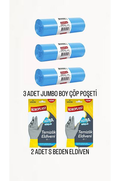 Koroplast Jumbo Size Garbage Bag 3 Pcs Gloves Size S 2 Pcs