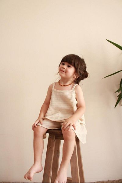 Oh La La Koala For Little Ones Σετ κοριτσίστικο λουράκι και σορτς μπεζ ριγέ