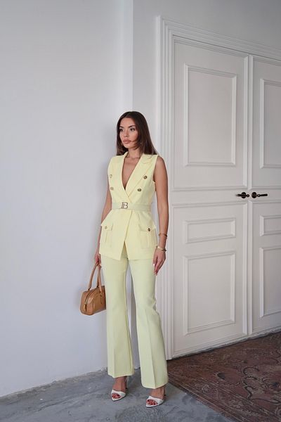 Swass Valoria Gold Belt Detailed Suit Yellow