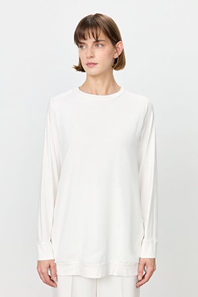 Nihan Önü ve Arkası Şifonlu Tunik Ekru