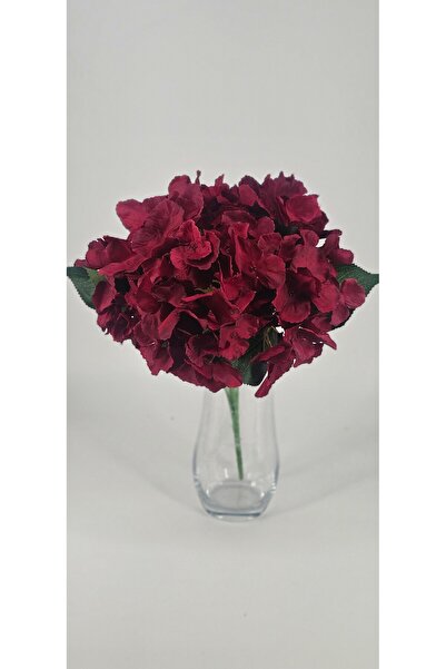 yapay çiçek evi 1 Adet 5 dalli bordo ortanca ev dekor vazo süsü