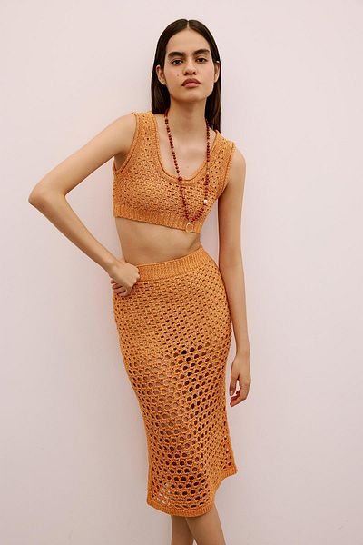 Rue Studio Πλεκτό με τρύπα Πορτοκαλί Bustier