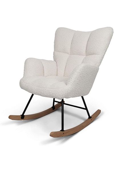 rexa Teddy Fleece Rocking Chair “Vidin White” – Cozy Nursery & Living Room Glider