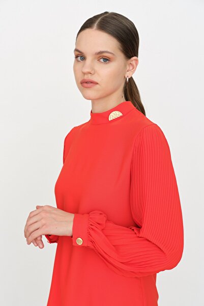 Nihan Kolları Pilise Bluz Mercan