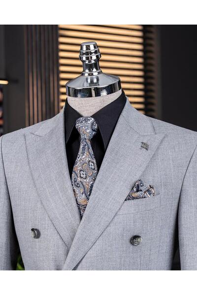 TerziAdemAltun Italian Style Double Breasted Jacket Pants Suit Anthracite T14024