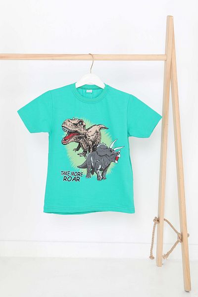 TOFİSA Boy's Green Printed Short Sleeve T-Shirt - 27384