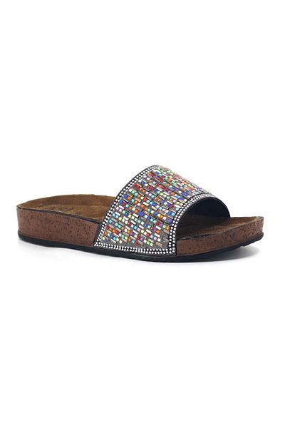 soElite Orthopedic Sole Stone Bead Embroidered Buckleless Sea Pool Beach Daily Women's Slippers