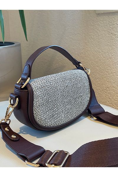 Lunova Brown Women's Half Moon Model Hand and Shoulder Bag