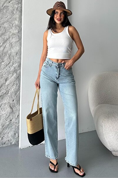 TOFİSA Palazzo Pants Ice Blue - 27358