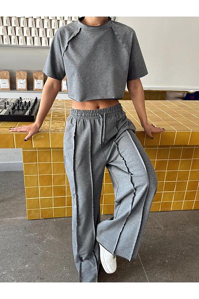 mydukkan.co Reverse Stitch Detail Crop Set