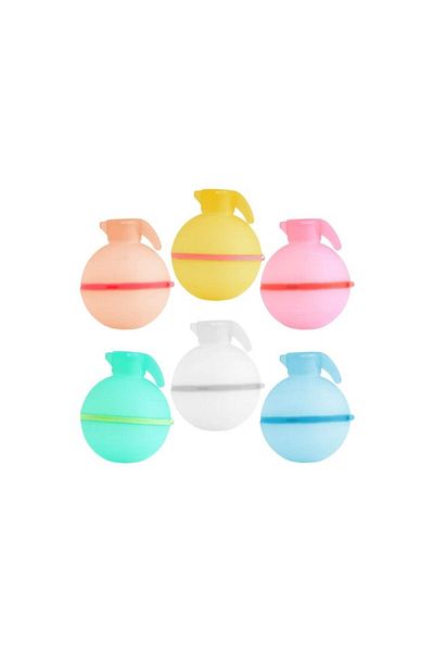 DELPI Set 6 baloane cu apă în formă de grenadă, silicon, umplere rapidă, închidere magnetică, reutilizabile, multicolore