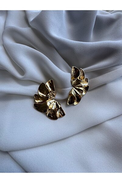 RİSE Kadın gold yaprak model küpe