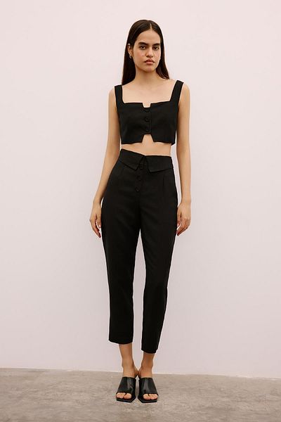 Rue Studio Pleated Comfortable Form Black Trousers