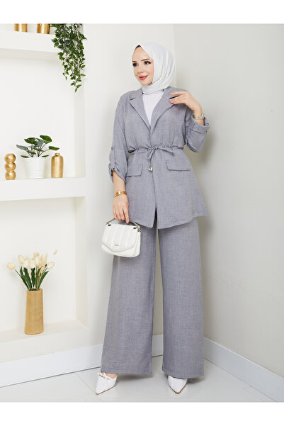 modapark.ist Women's Waist Tie Pants Suit