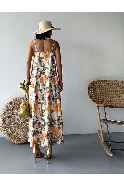 DİMA Modal Fabric Floral Dress with Strap Lining