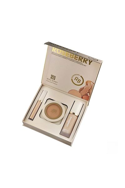 ROSE BERRYY Foundation package consisting of compact powder, foundation, and concealer - medium beige