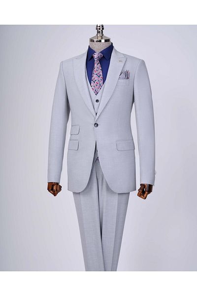 TerziAdemAltun Italian Style Slim Fit 8 Drop Jacket Vest Pants Suit Gray T12634