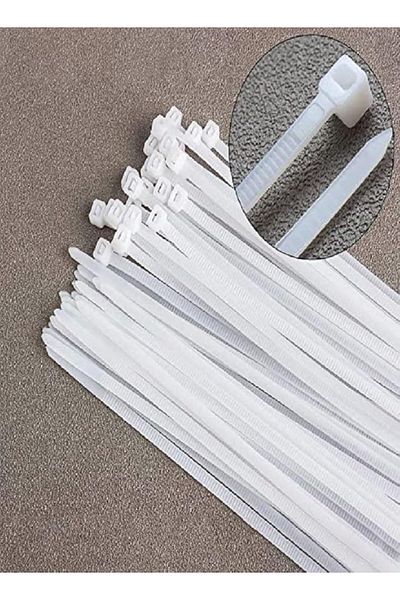 RAHALIFE HOME SOLUTION RAHALIFE 250mm White Cable Ties (100 Pack) | Heavy Duty Nylon Zip Ties | 18kg Strength, Self-Locking