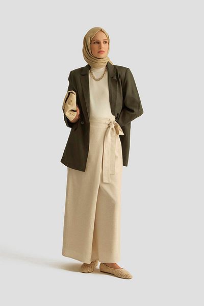Armine Double Breasted Linen Jacket 25Y5917 Khaki
