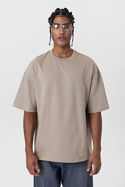 VAMOSCLO Βασικό μπλουζάκι με λαιμόκοψη oversized Mink