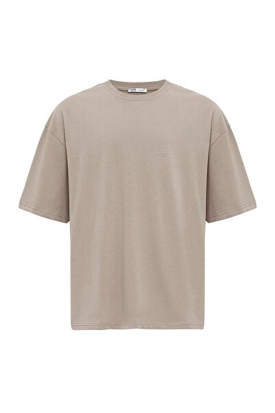 VAMOSCLO Βασικό μπλουζάκι με λαιμόκοψη oversized Mink