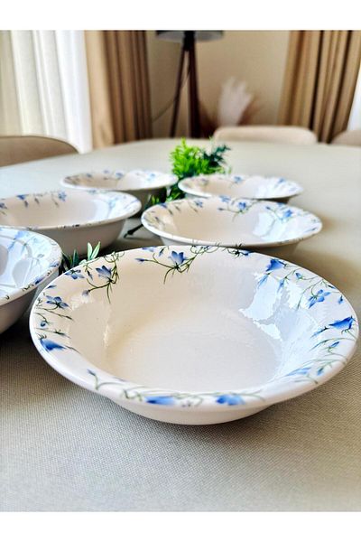 Yiğit Seramik Züccaciye Blue Crocus Model 6 Pieces Modern Soup Bowl