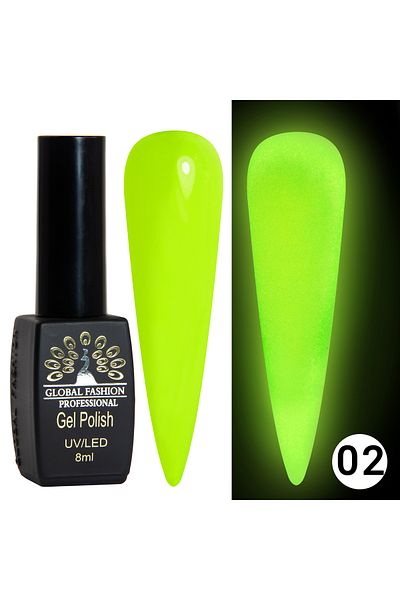 global fashion Oja semipermanenta Luminous, Global Fashion, fosforecenta, 8 ml, 02