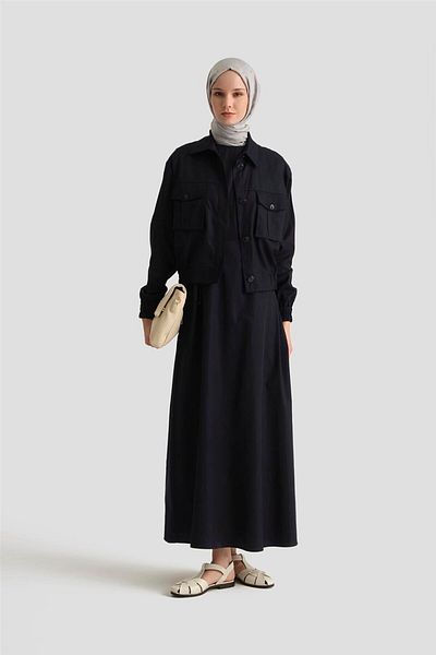 Armine Bomber Jacket Suit with Inner Dress 25Y6001 Navy Blue