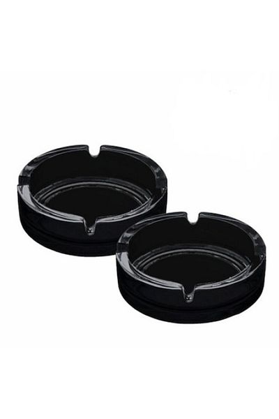 OEM Set 2 scrumiere din sticlă neagră, Pasabahce Bistro 54036, 107 mm