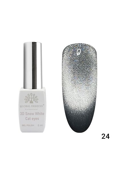 global fashion Oja semipermanenta, Snow White, 3D Cat Eye, Global Fashion 8ml, 24