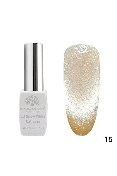 global fashion Oja semipermanenta, Snow White, 3D Cat Eye, Global Fashion 8ml, 15